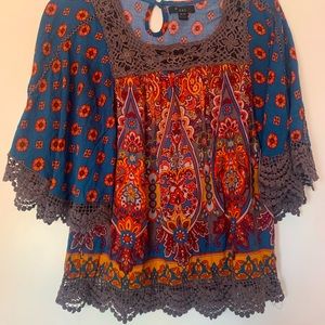 Forever 21 BoHo shirt hippie blouse Flowey hippy shirt